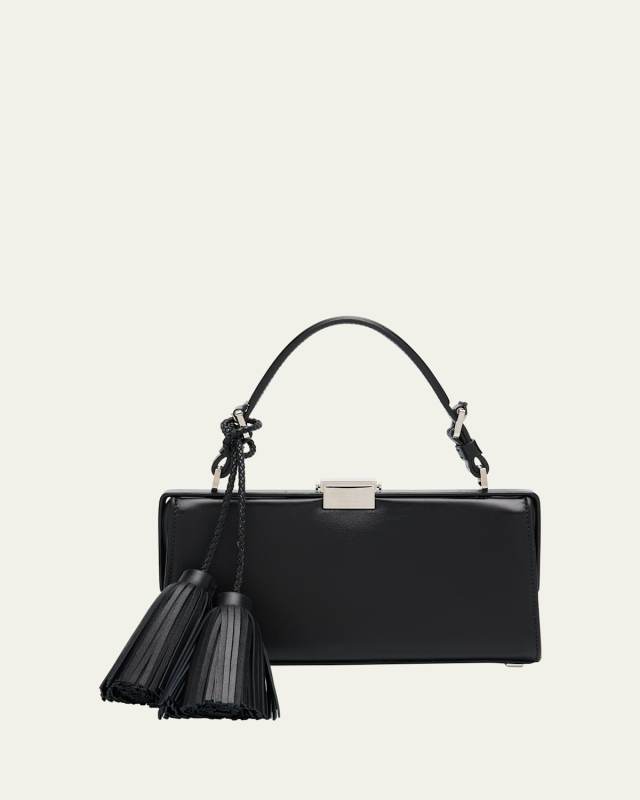 Gwyneth Frame Tassel Leather Top-Handle Bag